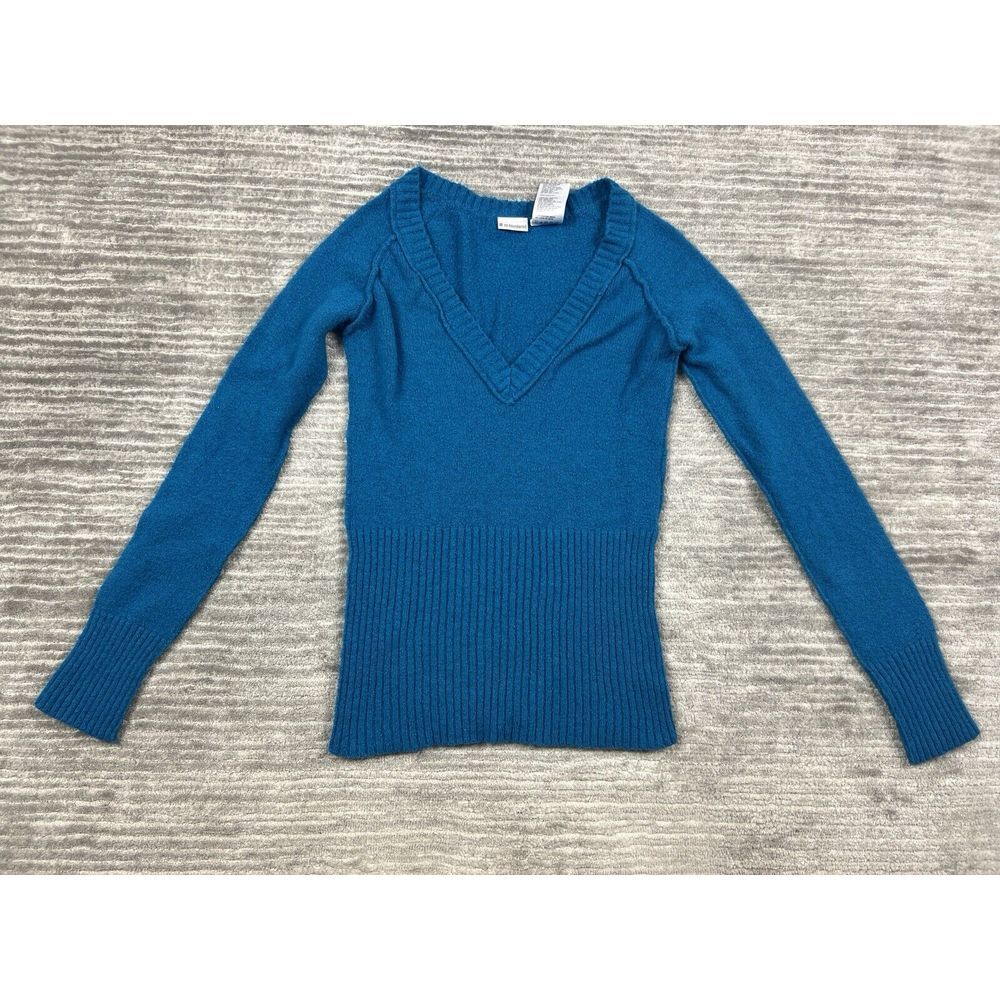 No Boundaries Sweater Juniors Medium 7/9 Blue V-Neck Long Sleeve Cotton Blend